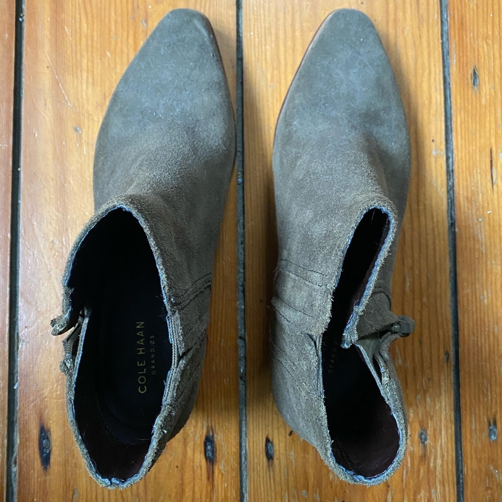 Cole Haan olive green suede booties